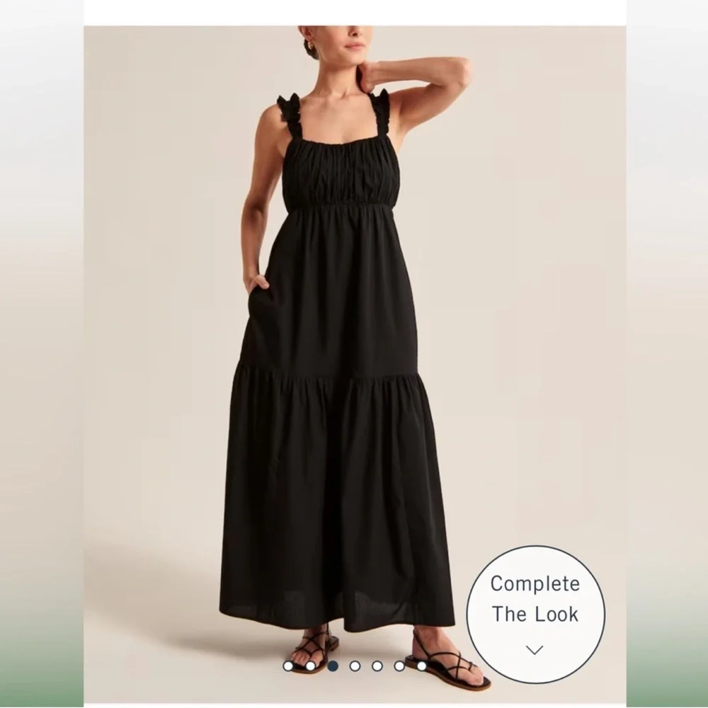 Black Abercrombie bow back poplin maxi dress